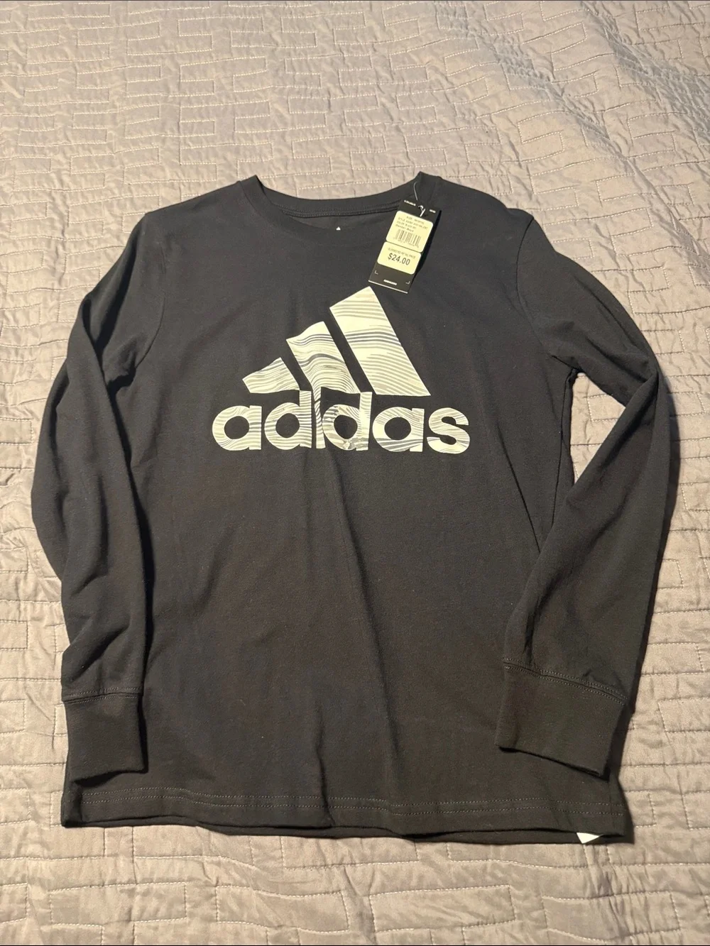 adidas Black Long Sleeve Tee with White Logo